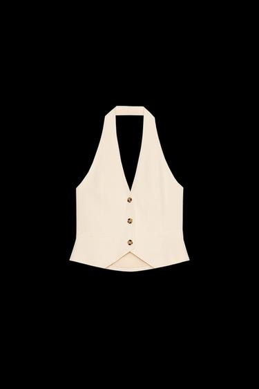 Zara HALTER TAILORED VEST - Vanilla - Image 0