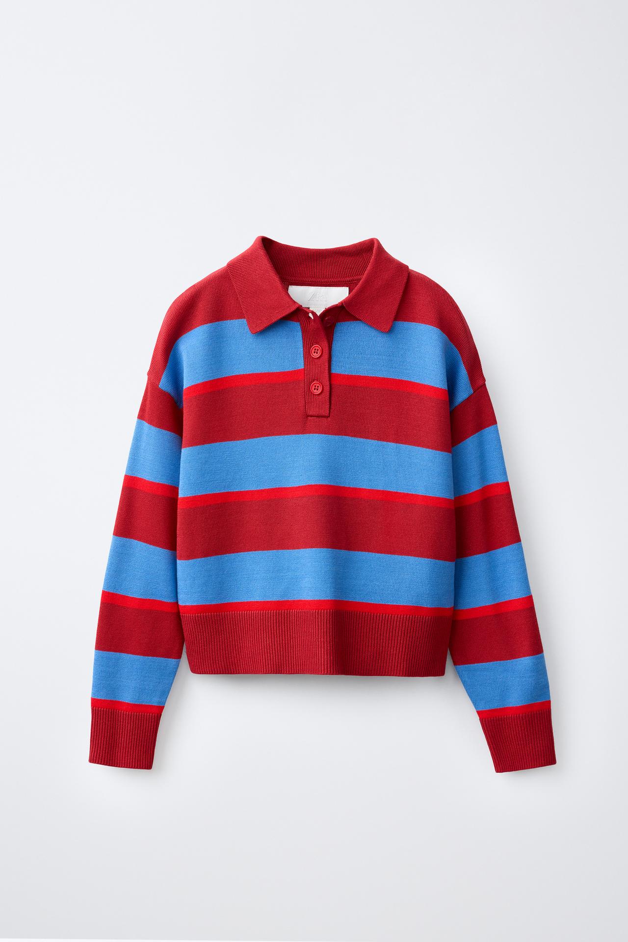 STRIPED KNIT POLO JUMPER — striped