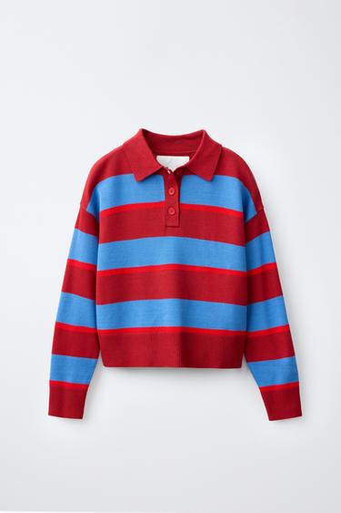PULL EN MAILLE POLO À RAYURES - rayures de Zara - Image 0