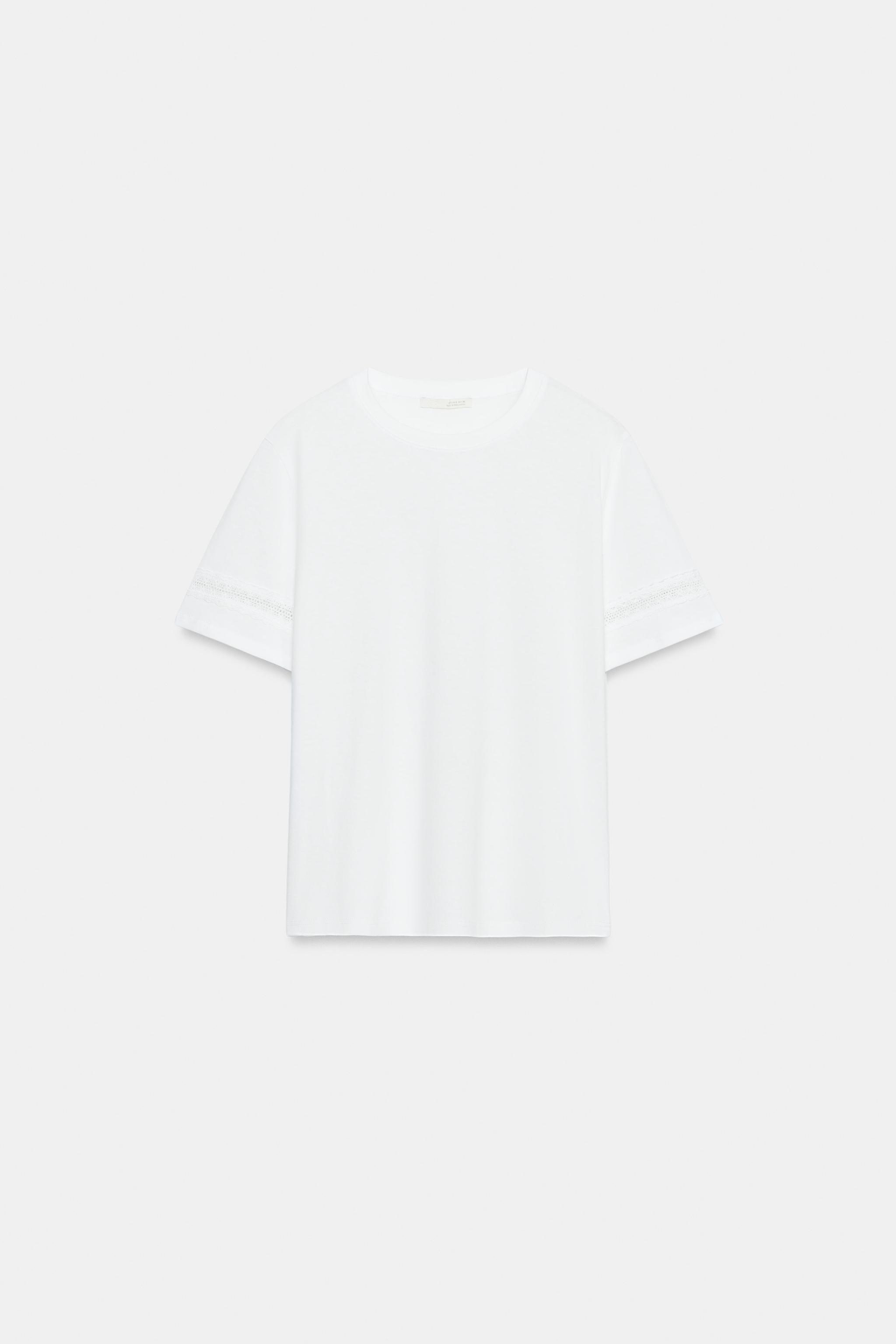Zara GARNİ DETAYLI KISA KOLLU T-SHIRT görsel 5