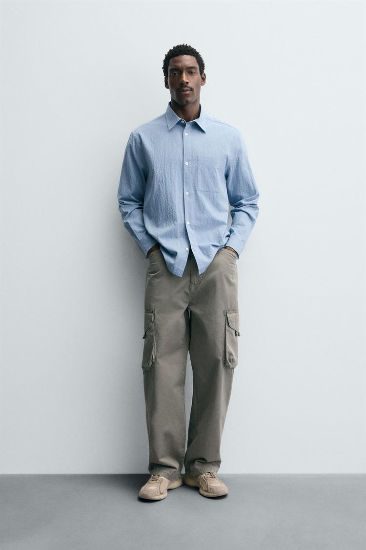 Zara Suisse Chemise Bleu Ciel Femme Zara CHEMISE STRUCTURÉE À