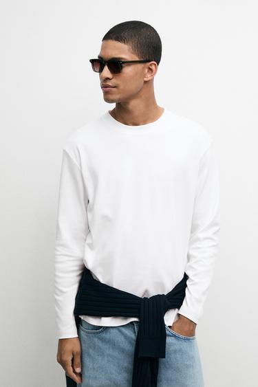 Zara 100% cotton long sleeve T-shirt - White
