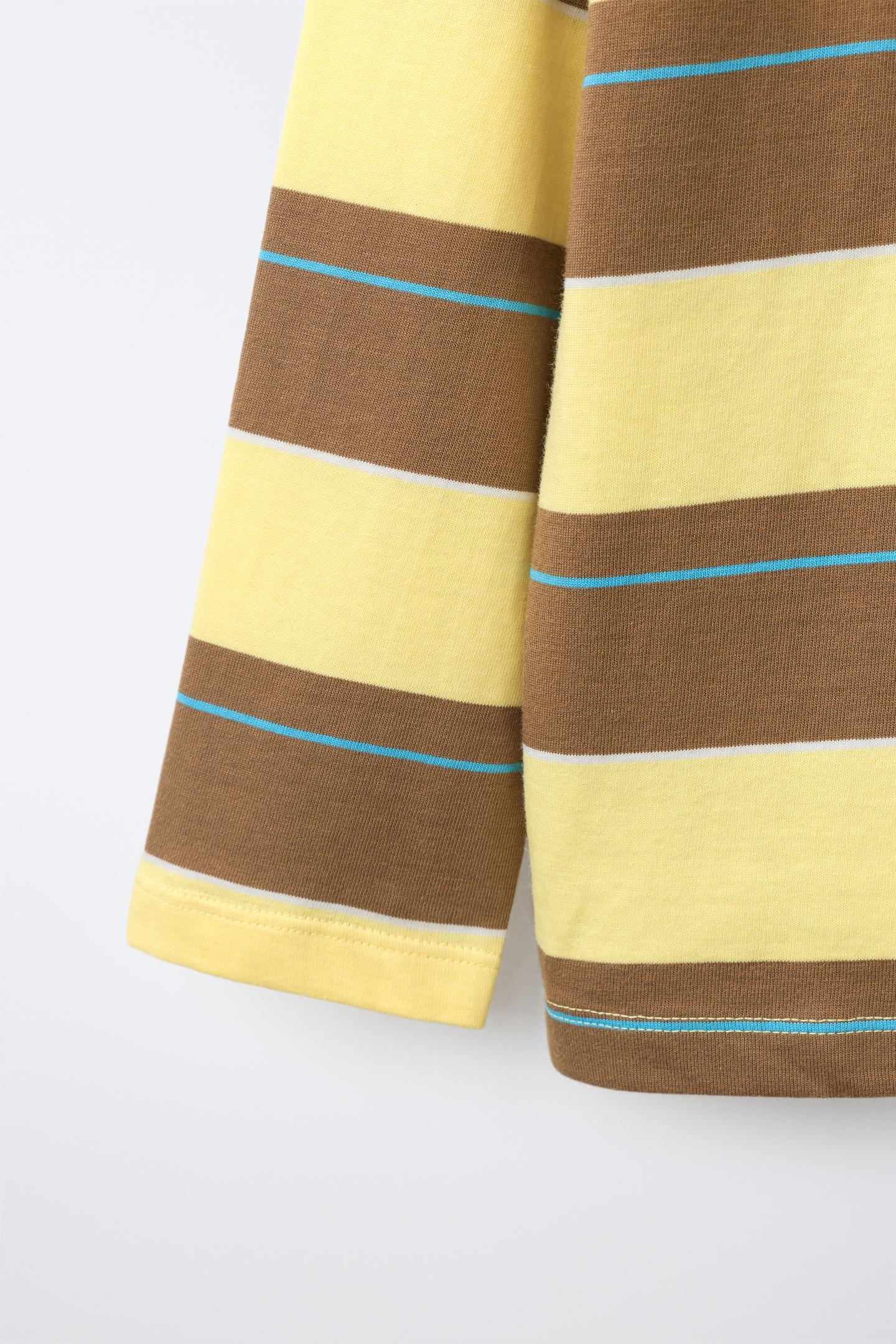 Детская футболка Zara Striped Print, цвет: Жёлтый — фото 4
