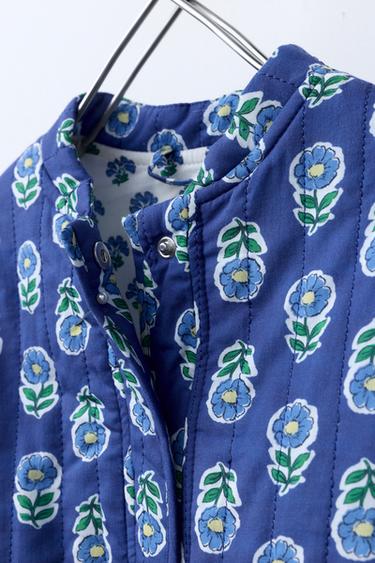 VESTE MATELASSÉE IMPRIMÉE FLEURS - Bleu moyen de Zara - Image 7