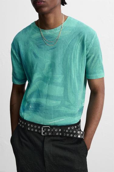 Zara GRAPHIC PRINT KNIT T-SHIRT © OTIS KWAME KYE QUAICOE - Blue