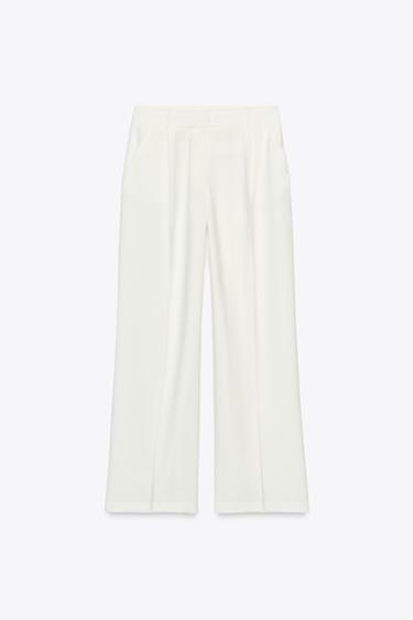 WIDE-LEG TROUSERS WITH DARTS - Ecru by Zara - Image 5