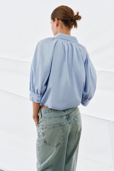 CHEMISE À MANCHES BOUFFANTES ZW COLLECTION - Bleu clair de Zara - Image 2