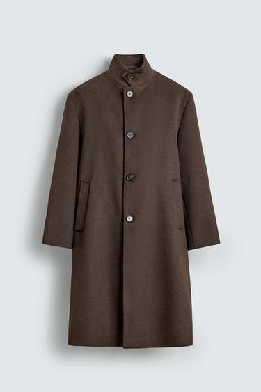 TEXTURED WOOL COAT - Chocolate by Zara