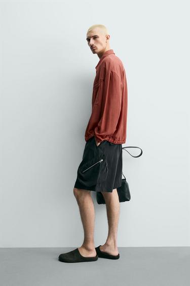 RELAXED FIT ZIP OVERSHIRT - Coral by Zara - Image 3