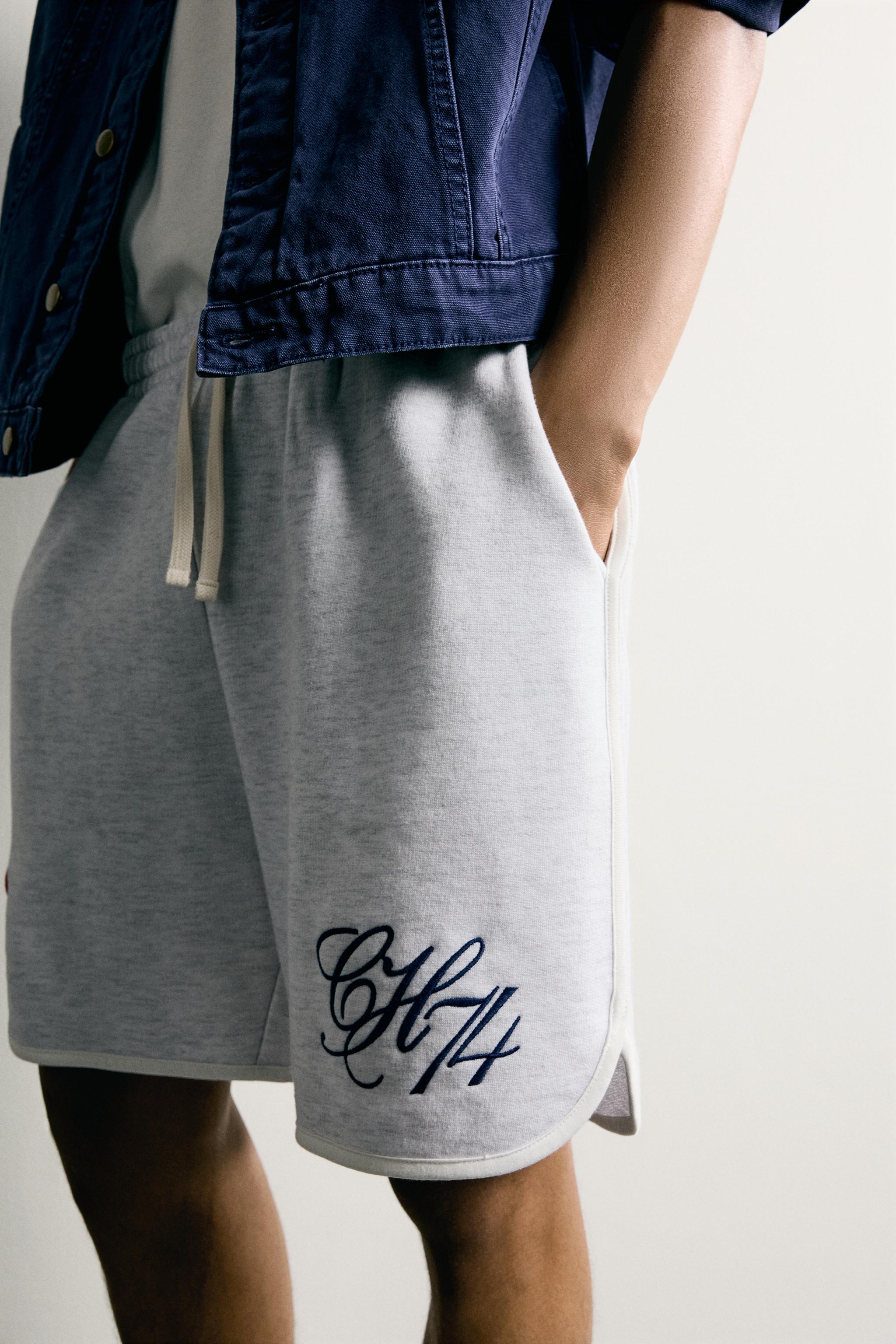 Мужские шорты Zara EMBROIDERED PATCH SWEATSHORTS — фото 5