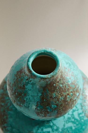 DOUBLE-BODY STONEWARE VASE - Blues by Zara - Image 2