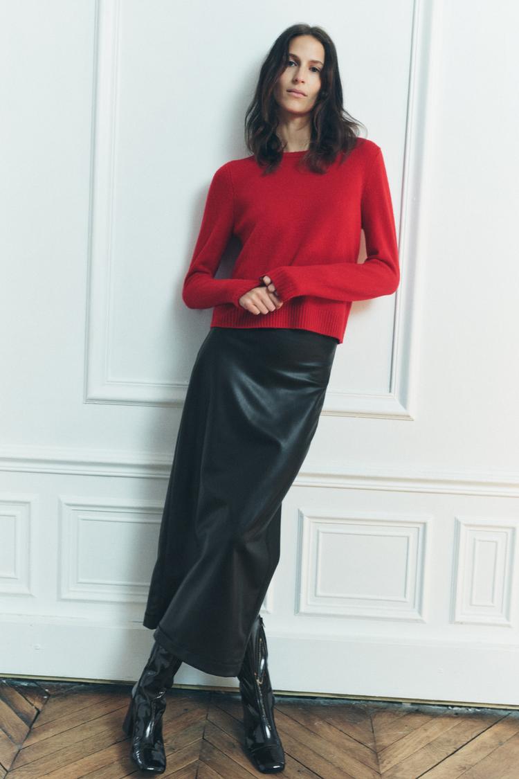 Cuello Alto Jersey Rosa Y Rojo Zara Vestido Largo Zara Vestido