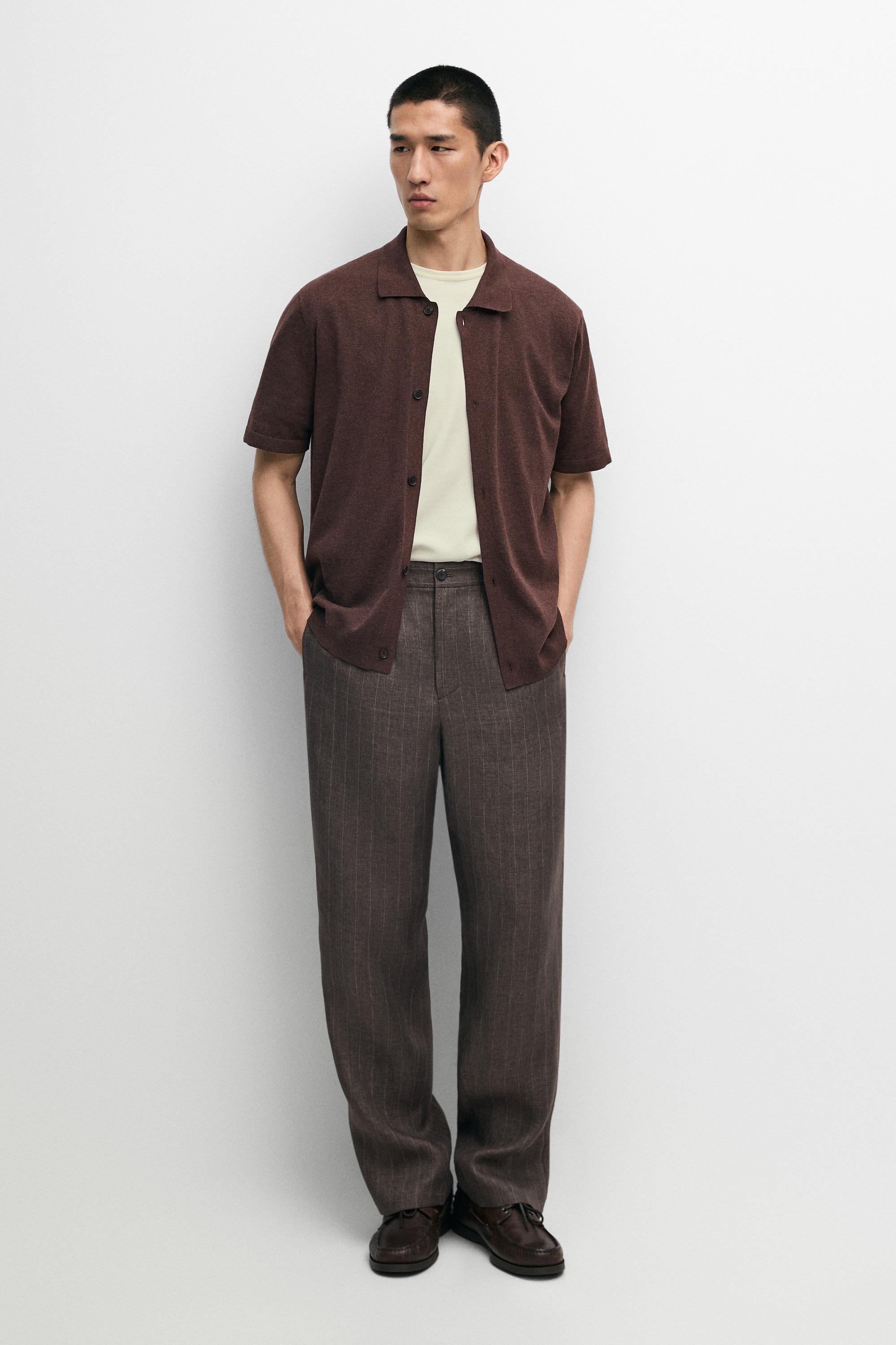Short sleeve button-up knit cardigan - Green/White | ZARA United
