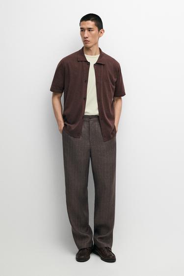 Zara Short sleeve button-up knit cardigan - Green/White - Image 0