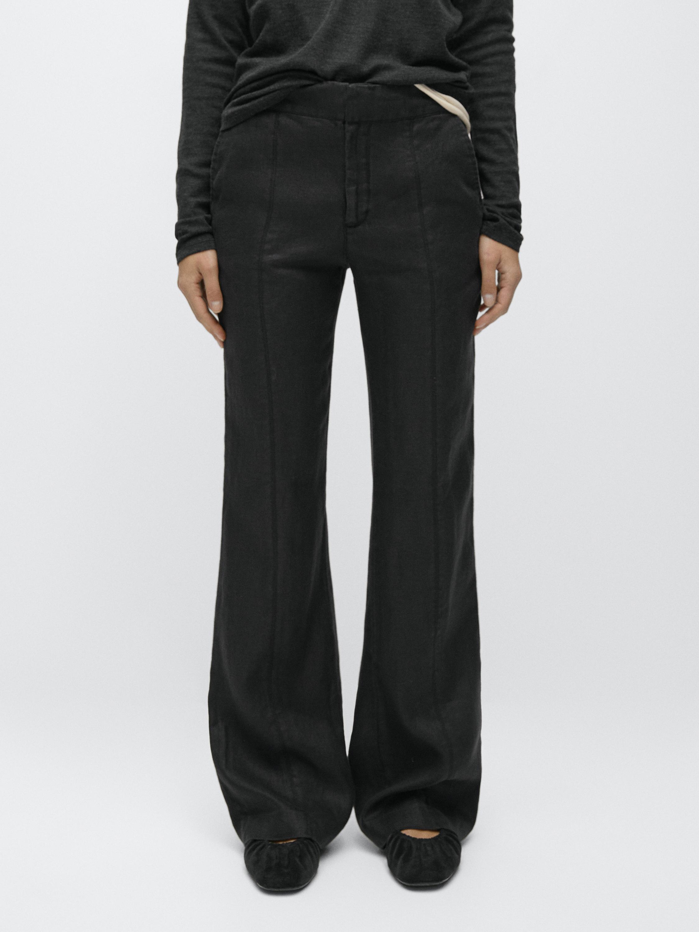 100% linen kick flare fit pants