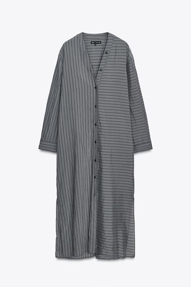 ZW COLLECTION STRIPED SHIRT DRESS - Anthracite grey by Zara