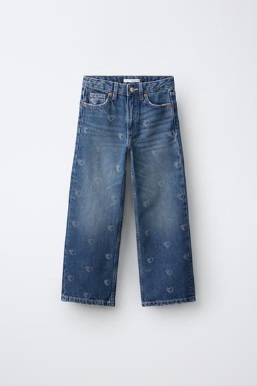 RHINESTONE HEART DENIM JEANS - Blue by Zara