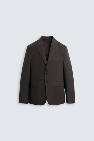 WAXED EFFECT SUIT BLAZER - Brown by Zara