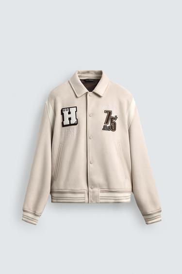 Zara BOMBER JAKNA OD IMITACIJE ANTILOP KOŽE – Ekru