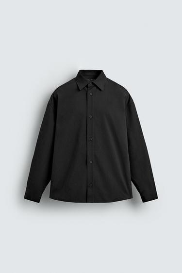 Zara 幾何提花襯衫式外套 - 黑色
