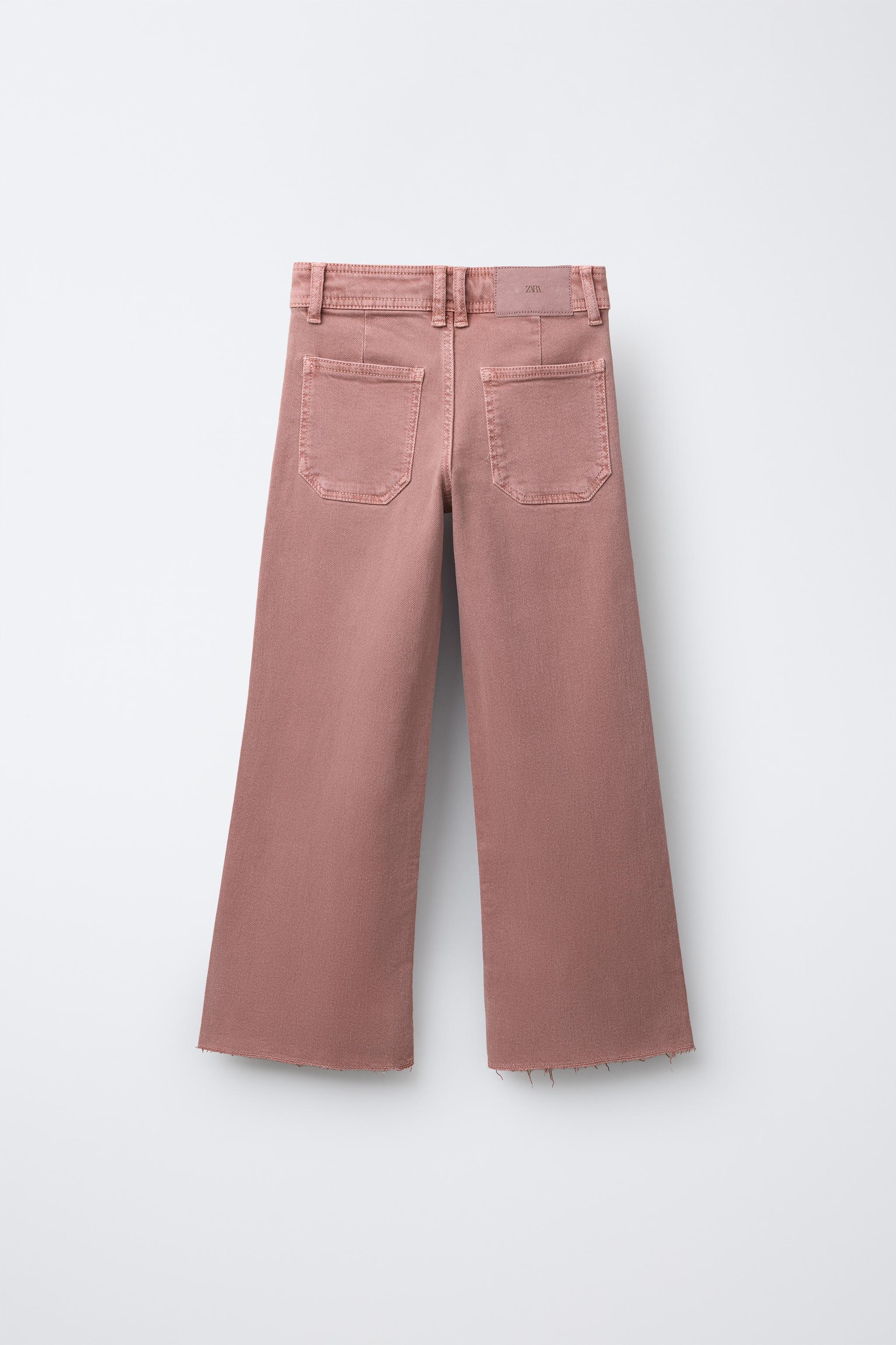 Pantalón Vaquero Pantalones Rosa Palo Zara Pantalones Con Flecos