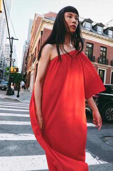 ASYMMETRIC KNIT DRESS - Red by Zara