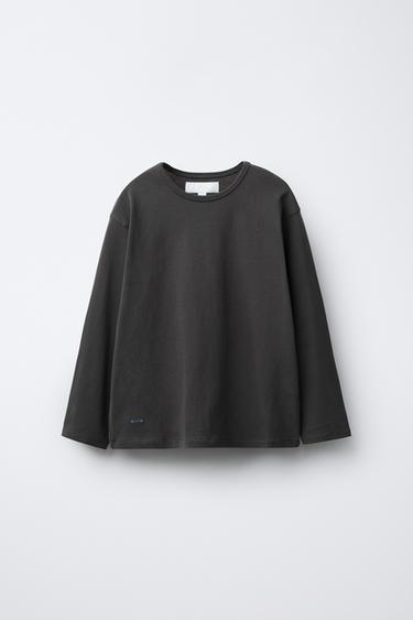 EMBROIDERED PLAIN T-SHIRT - Anthracite grey by Zara