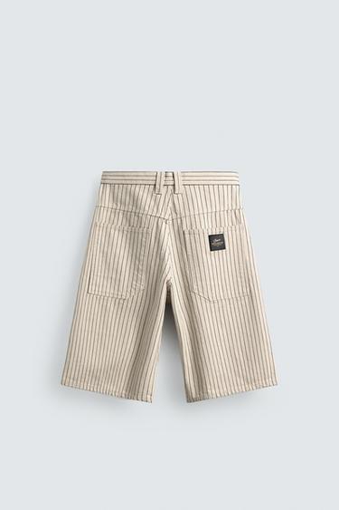 SHORT RELAXED FIT À RAYURES TENNIS - Écru de Zara - Image 7