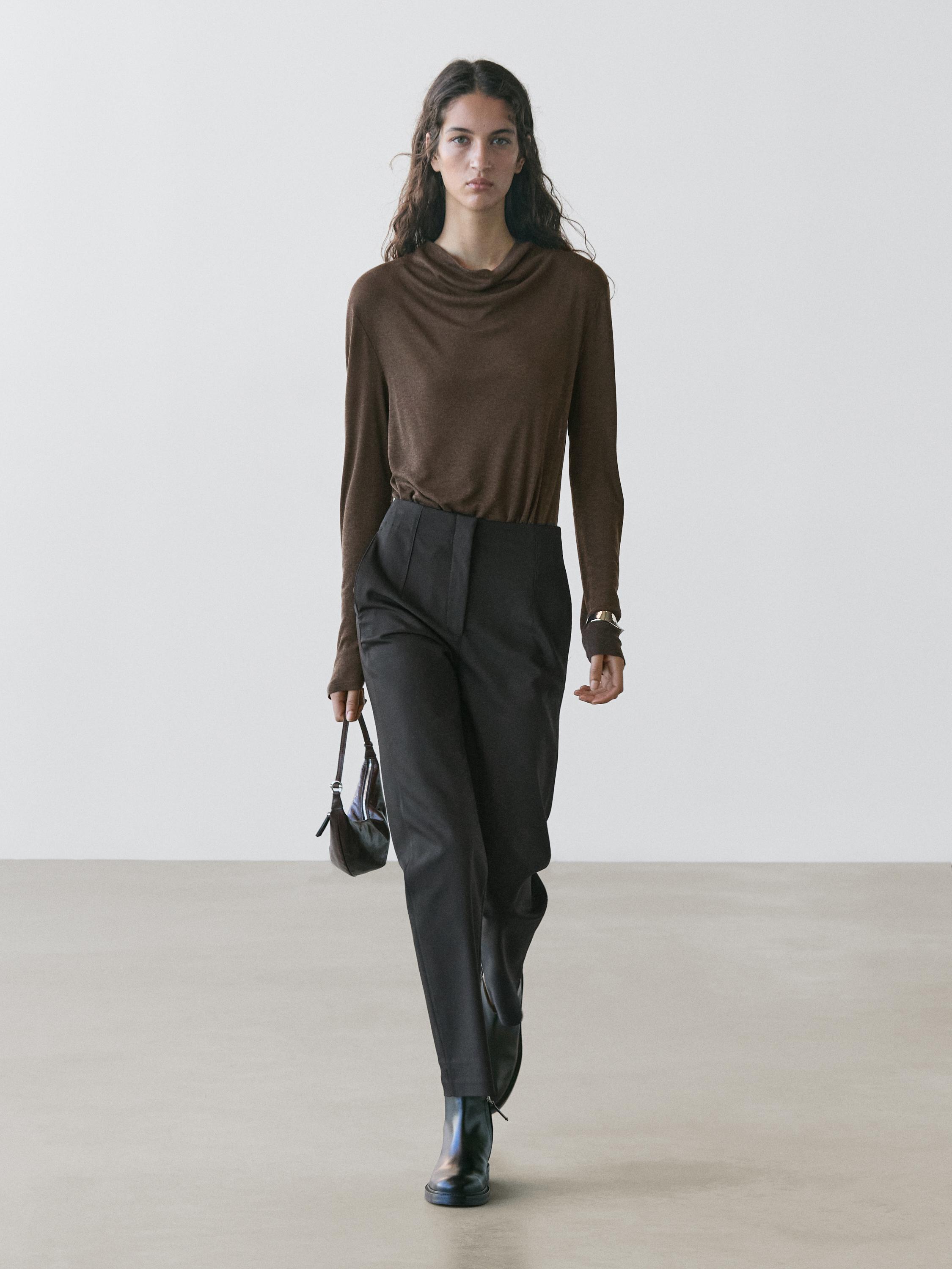 Technical cotton blend trousers