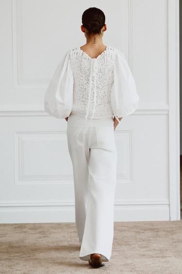 KNIT COMBINED BLOUSE - White by Zara - Image 2