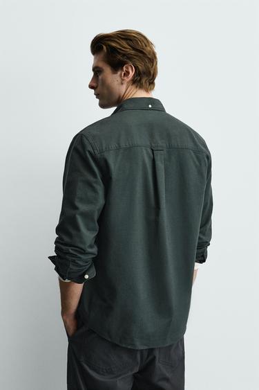 REGULAR FIT OXFORD SHIRT - Bottle green by Zara - Image 2