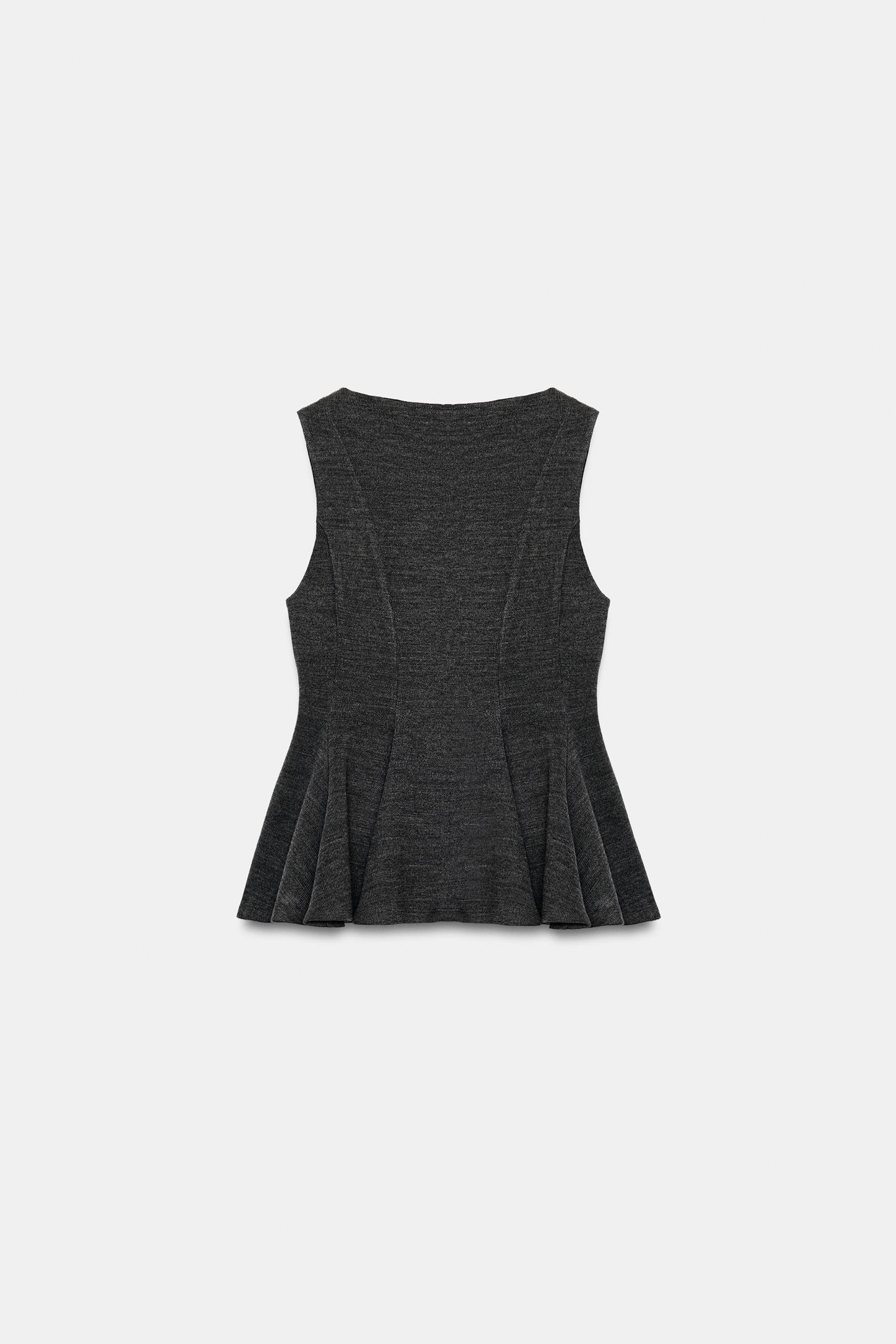 Женский топ Zara Soft Peplum Top, цвет: Антрацитовый серый — фото 8