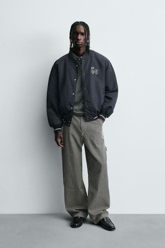 CONTRAST EMBROIDERY BOMBER JACKET