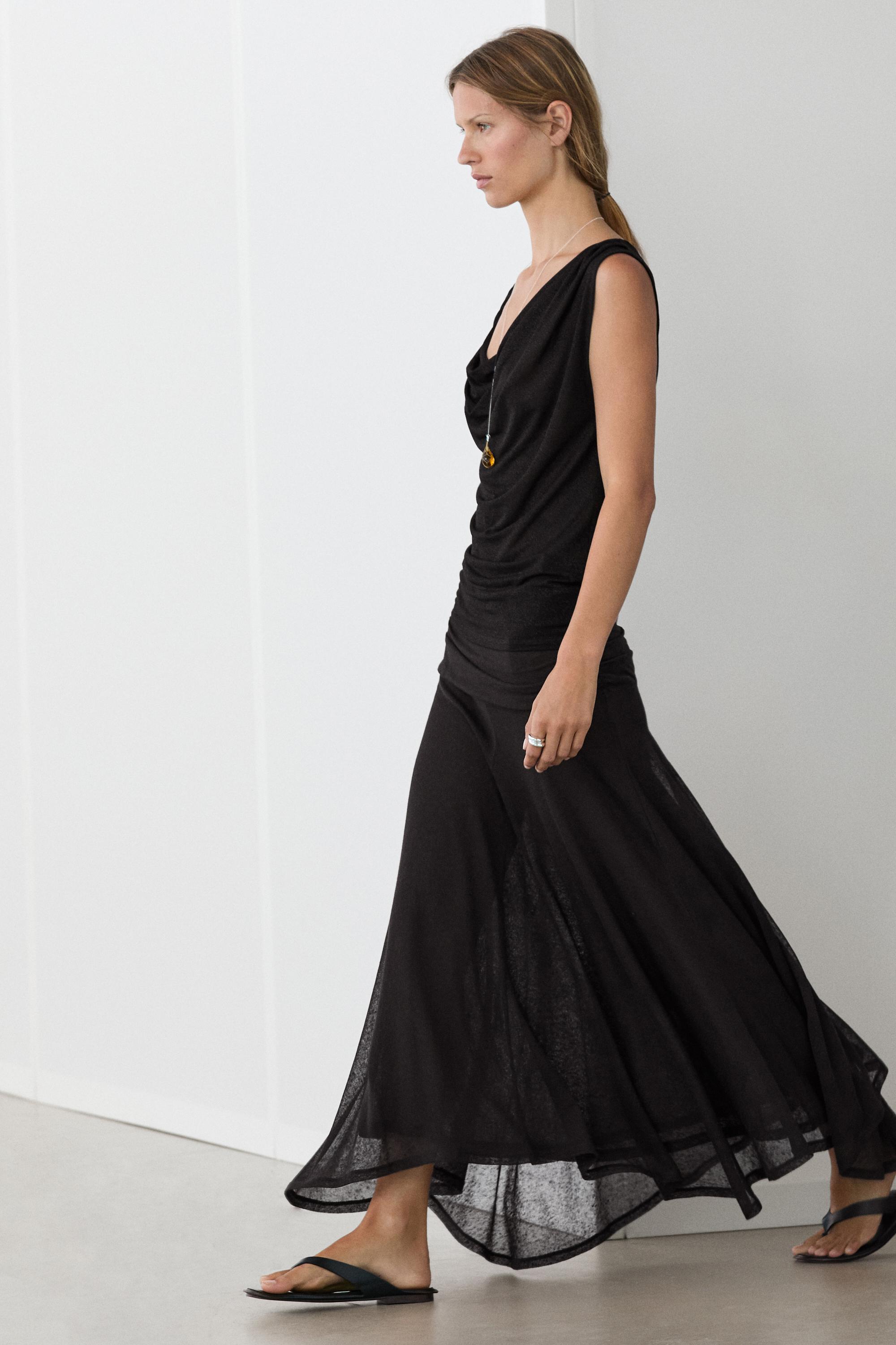 Shimmery draped top with knot detail