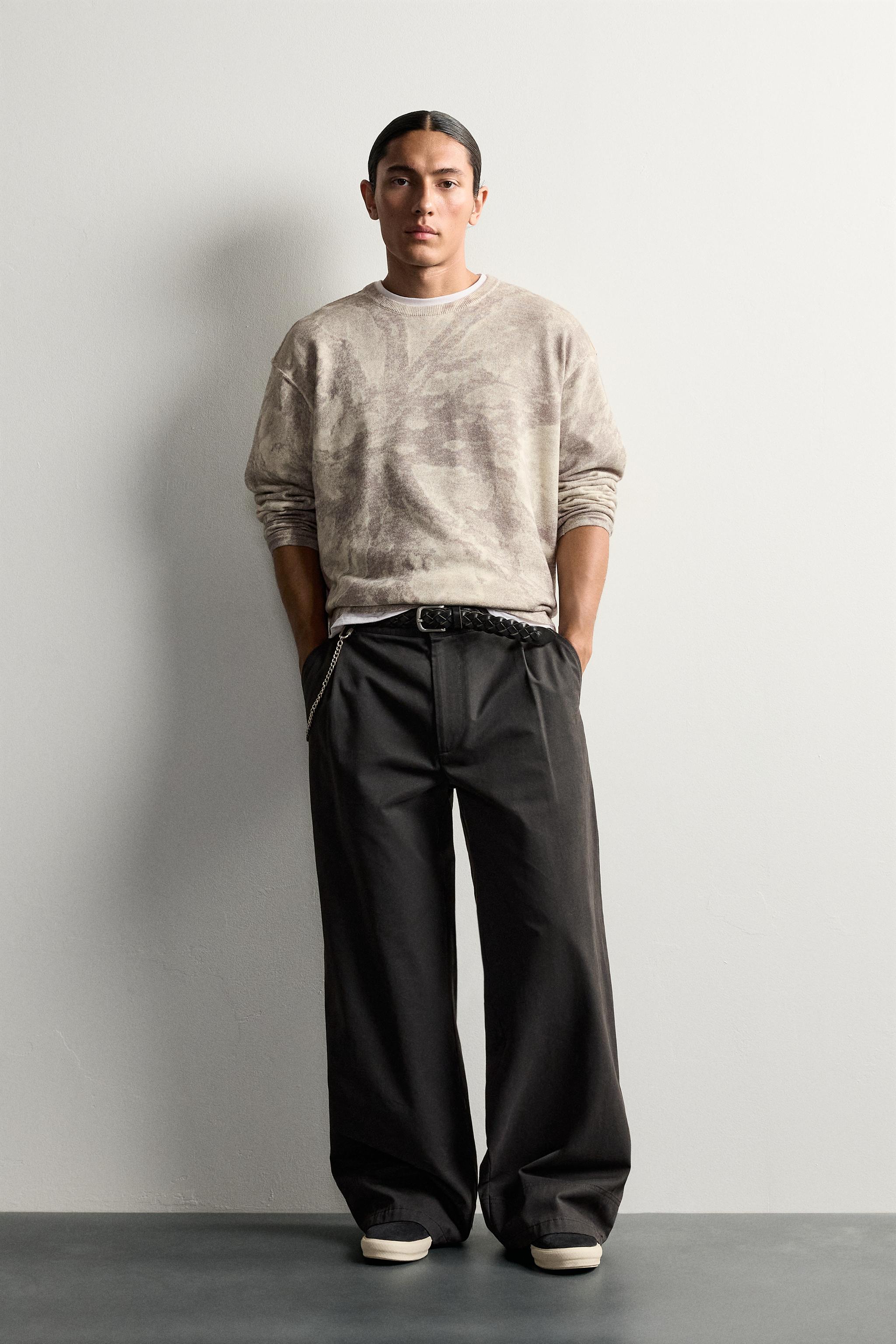 Zara SOYUT DESENLİ RELAXED FIT KAZAK