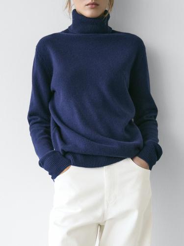 Jersey punto largo cuello cisne - Océano de Zara