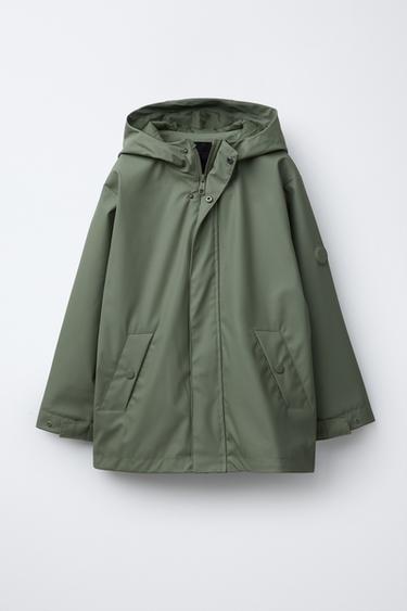 Zara RUBBERIZED WATER REPELLENT PARKA - Green