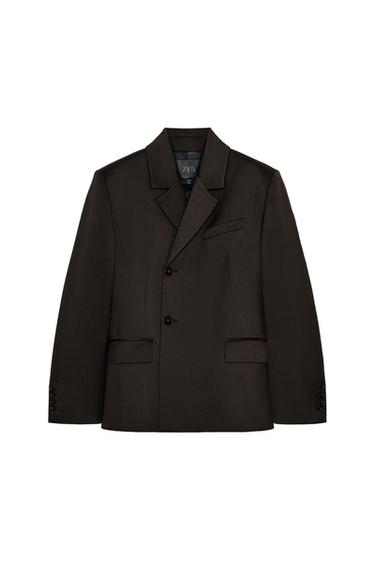 ÁO KHOÁC BLAZER VẠT ĐẮP CHÉO ZW COLLECTION - Màu nâu đậm từ Zara