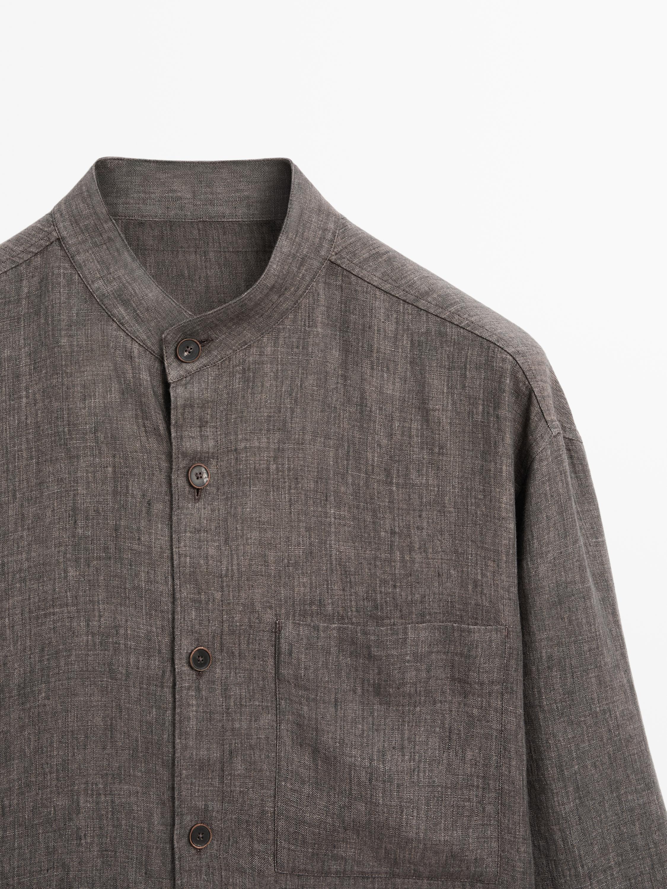 Relaxed fit overshirt with a stand collar