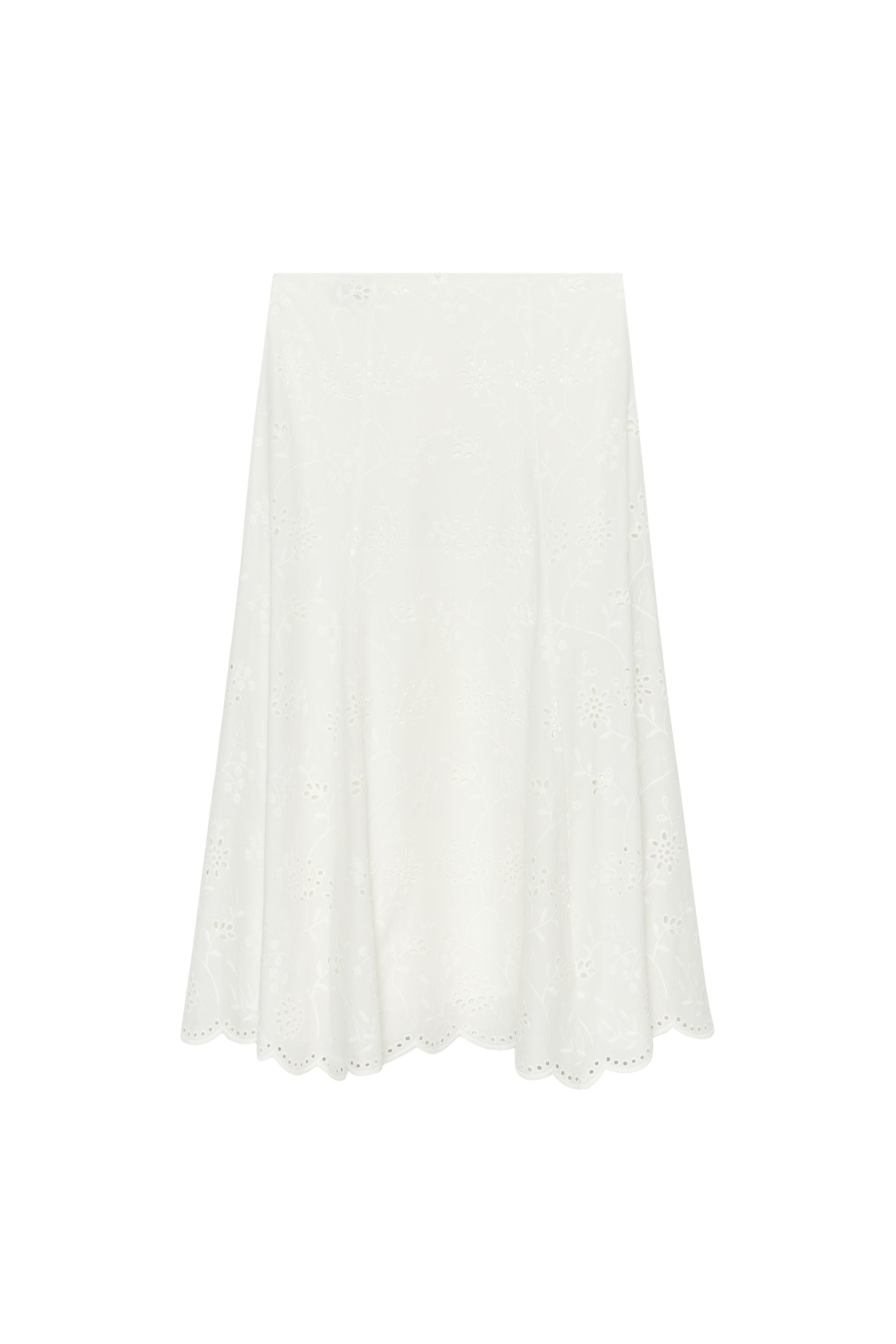 FALDA MIDI BORDADOS PERFORADOS