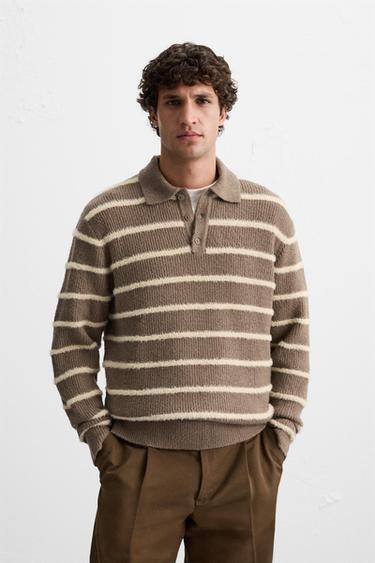 POLO PUNTO RAYAS TEXTURA - Tostado de Zara