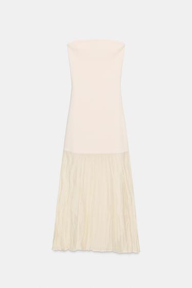 KNIT BANDEAU MIDI DRESS - Oyster-white by Zara