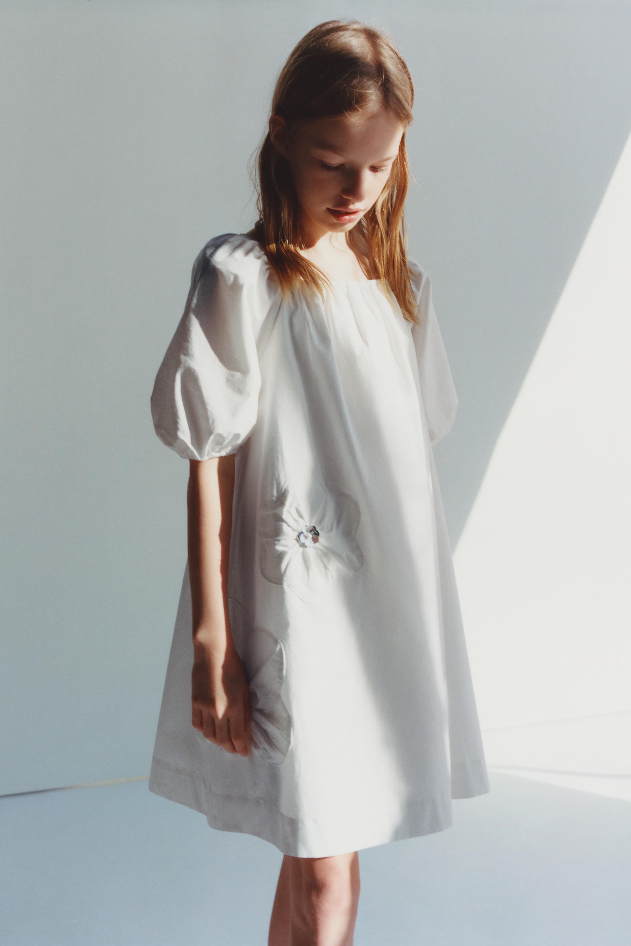 FLORAL POPLIN DRESS - White | ZARA United States FLORAL POPLIN DRESS - White | ZARA United States