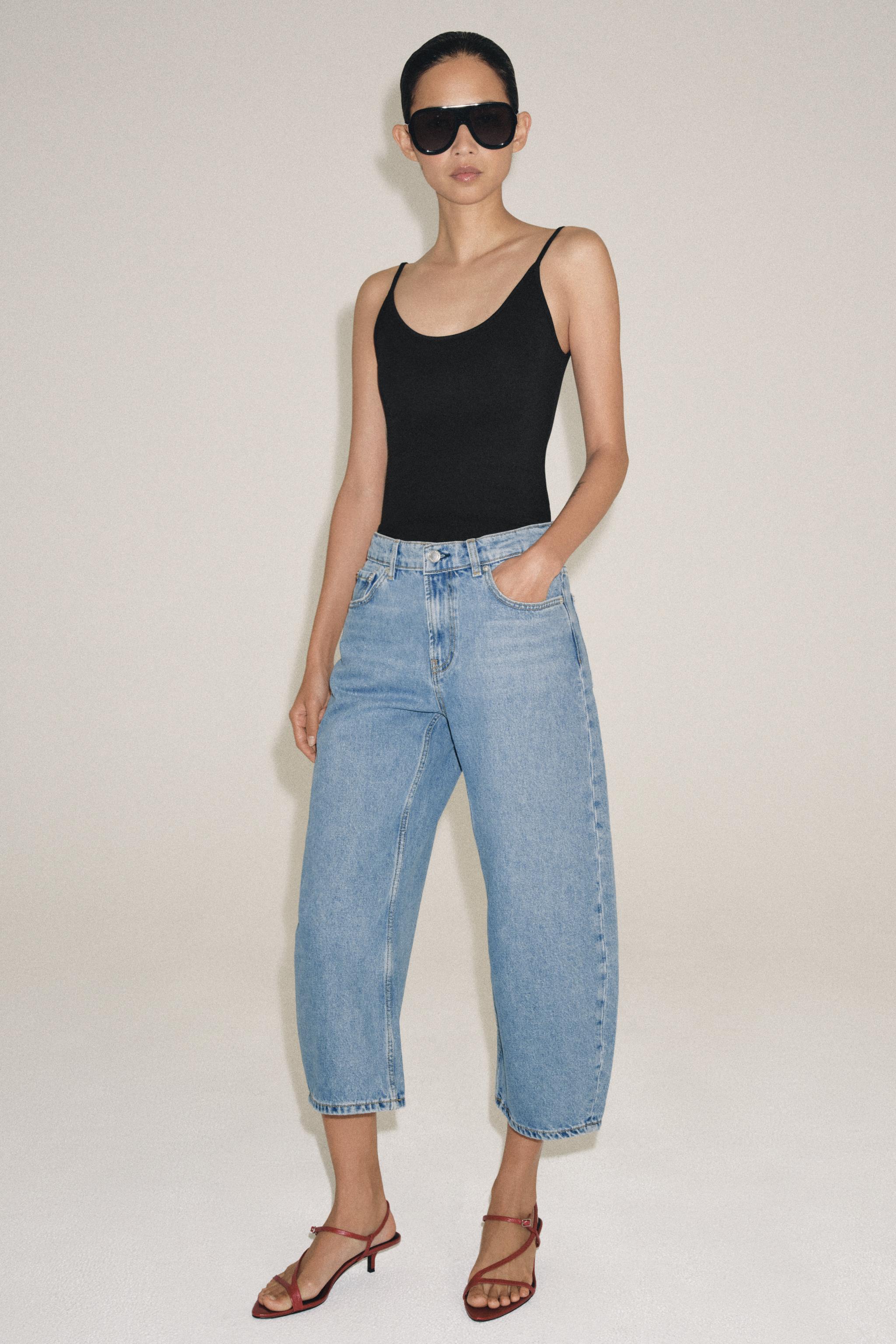 Женские джинсы Zara ZW COLLECTION MID-RISE CAPRI BALLOON JEANS — фото 4