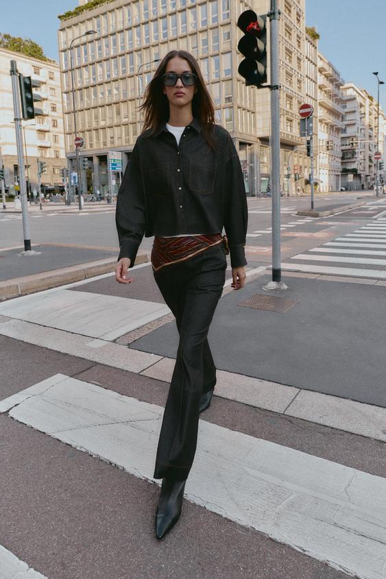 CONTRAST TOPSTITCHED OVERSIZED SHIRT