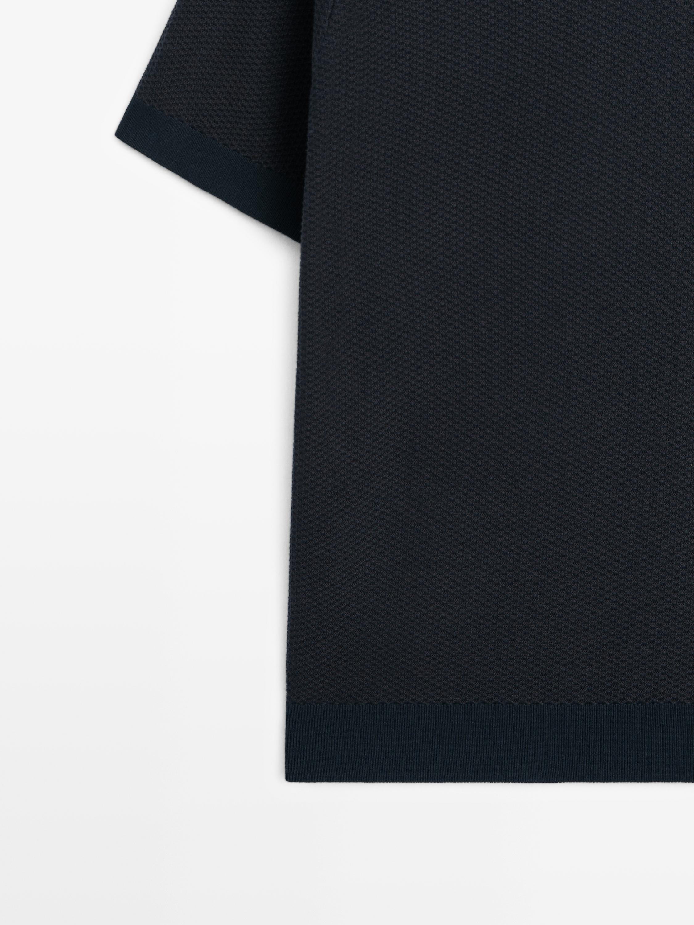Pull polo en maille texturée 100 % coton