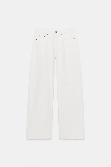 TRF MID-WAIST WIDE-LEG JEANS - Oyster-white by Zara - Image 0