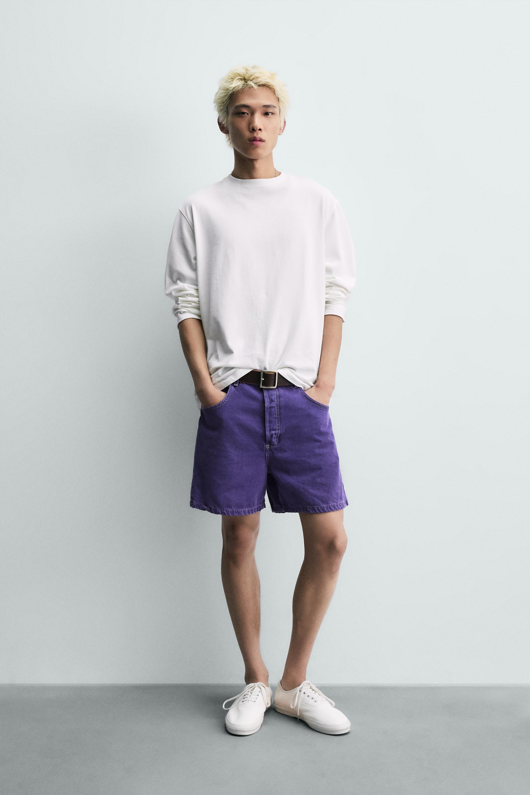 RELAXED FIT COLOR DENIM SHORTS