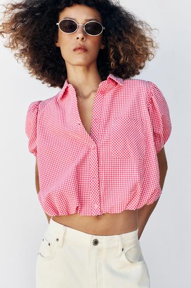 CAMISA CUADRO VICHY - Rosa / Blanco de Zara