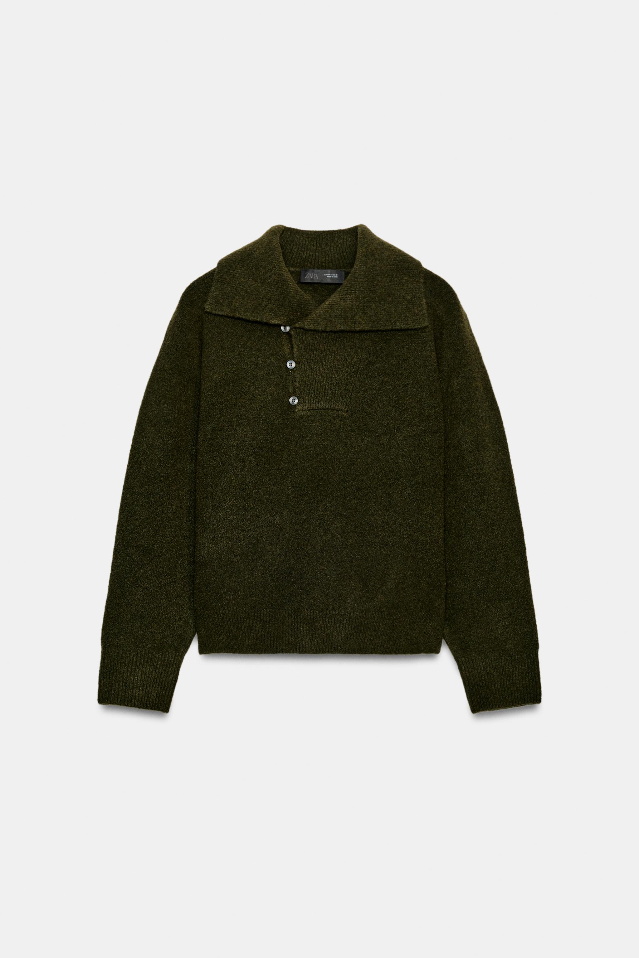 BUTTONED KNIT JUMPER - Dark khaki | ZARA South Africa